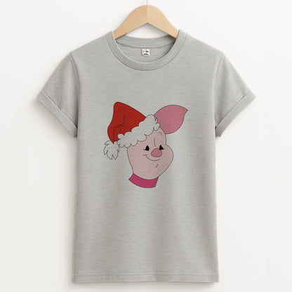 Pig Pattern Christmas Unisex Grey T-Shirt