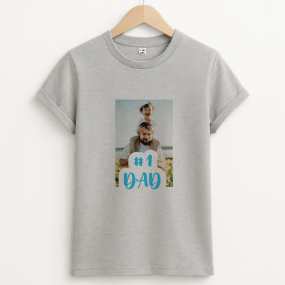 Hashtag 1 Dad - Personalised Father's Day Unisex Grey T-Shirt