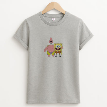 Patrick And Sponge Unisex Grey T-Shirt