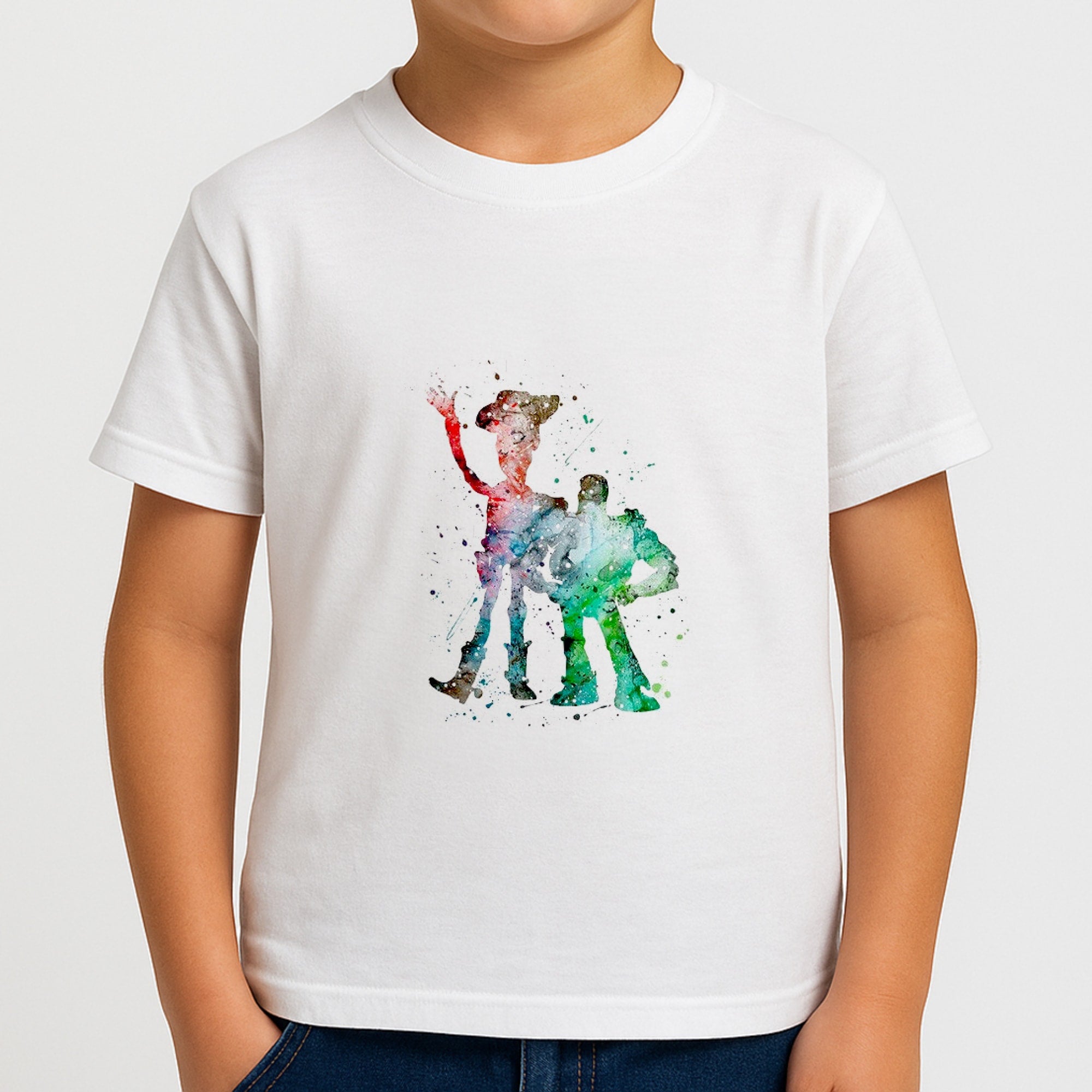 Watercolour Woody & Buzz A Story of Toys Fairytale Boys T-Shirt