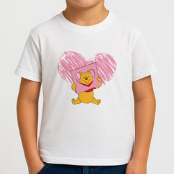 Pooh Heart Drawing Valentine's Kids T-Shirt