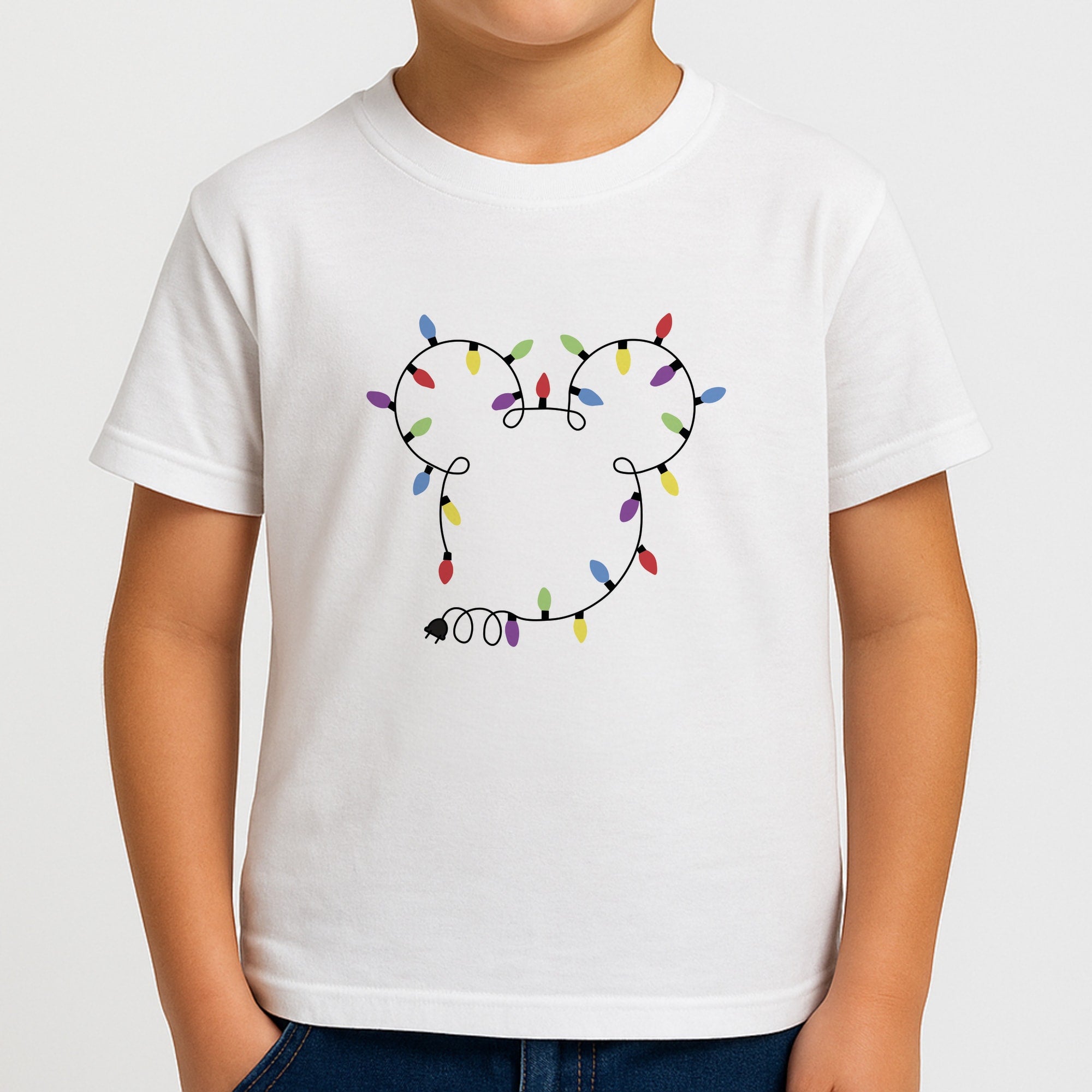 Mouse Christmas Lights Christmas Boys T-Shirt