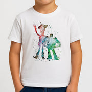 Watercolour Woody & Buzz A Story of Toys Fairytale Kids T-Shirt 4