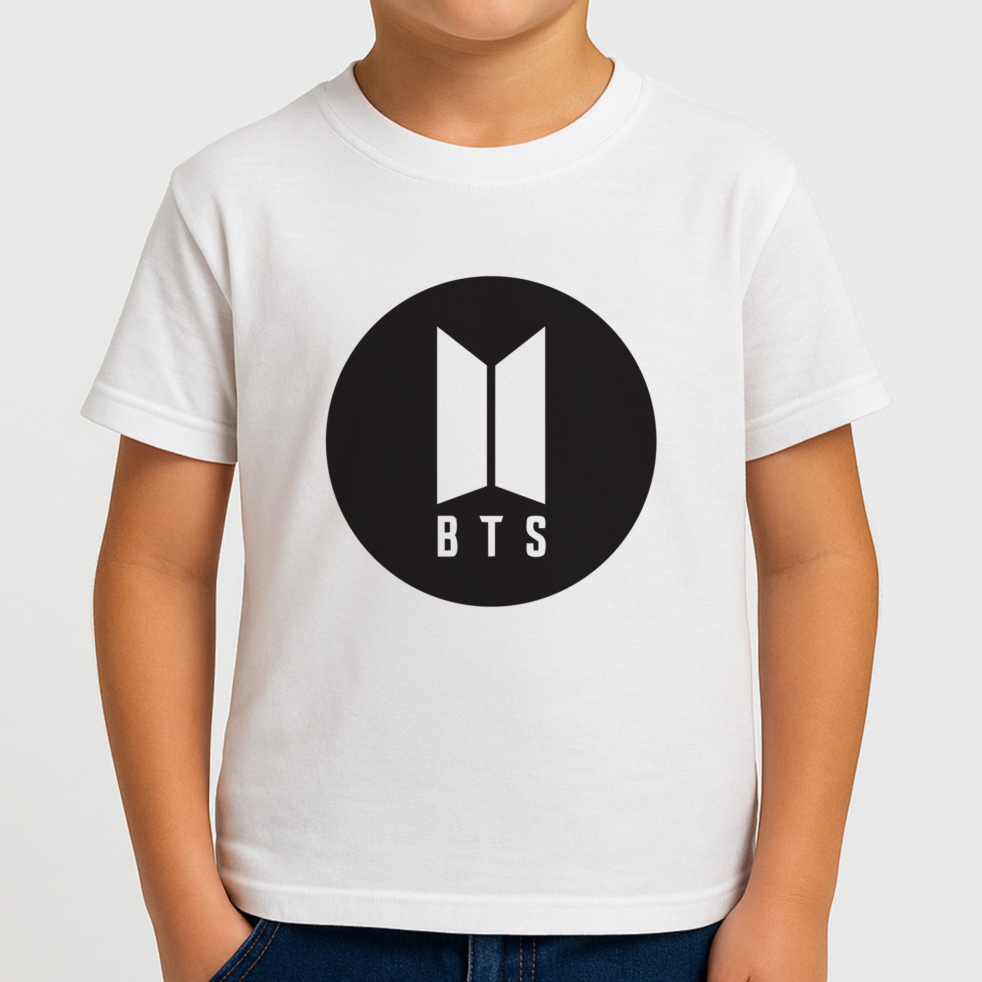 BTS logo Black - K Pop Kids T-Shirt