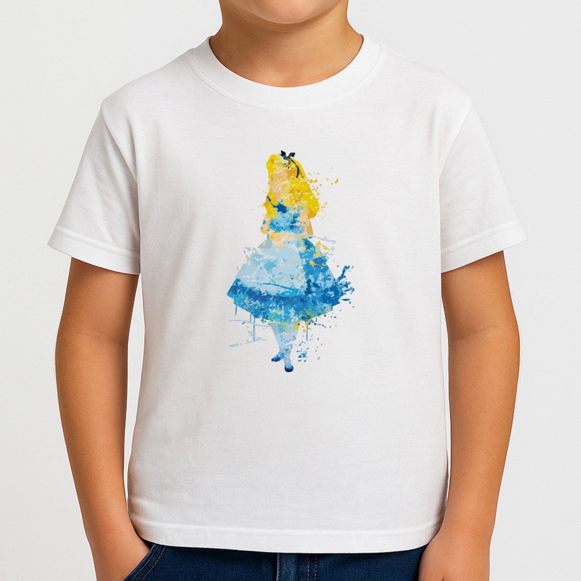 Watercolour Alice in Wonderland Fairytale Kids T-Shirt