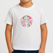 Pink Coffee Logo Kids T-Shirt 4