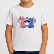Angel And Blue Alien - Pink Alien Kids T-Shirt 4