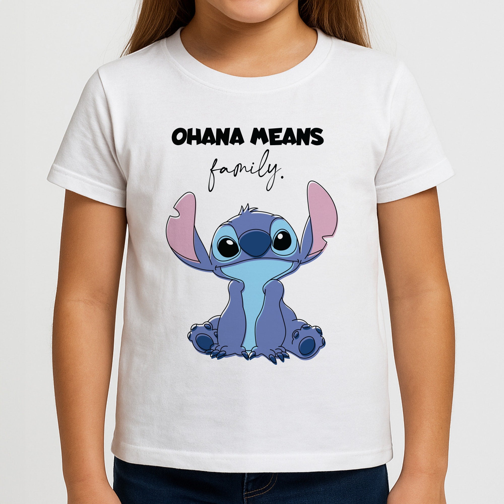 Ohana Means Family Pink Girls T-Shirt