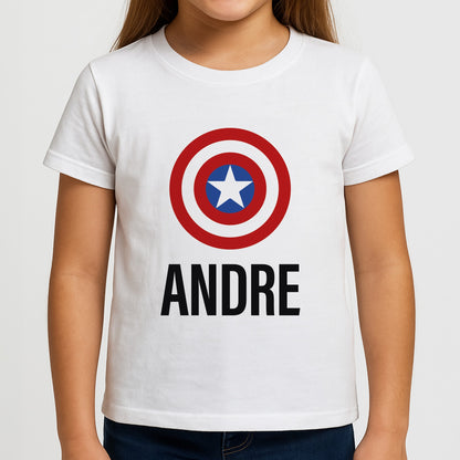 Captain America - Personalised Superhero Comic Girls T-Shirt