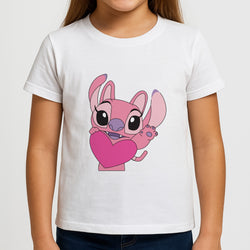 Holding Heart - Pink Alien Girls T-Shirt
