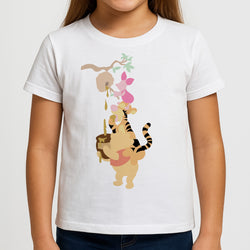 Bouncing Tiger , Piglet , Yellow Bear Girls T-Shirt