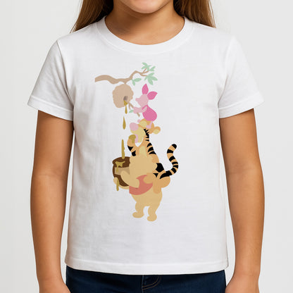 Bouncing Tiger , Piglet , Yellow Bear Girls T-Shirt