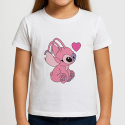Love Heart Pattern - Pink Alien Girls T-Shirt