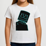 Black White Helmet DJ Neon Kids T-Shirt 3