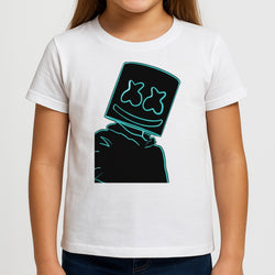 Black White Helmet DJ Neon Kids T-Shirt