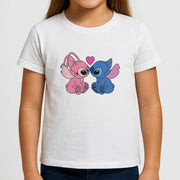 Angel And Blue Alien - Pink Alien Kids T-Shirt 3