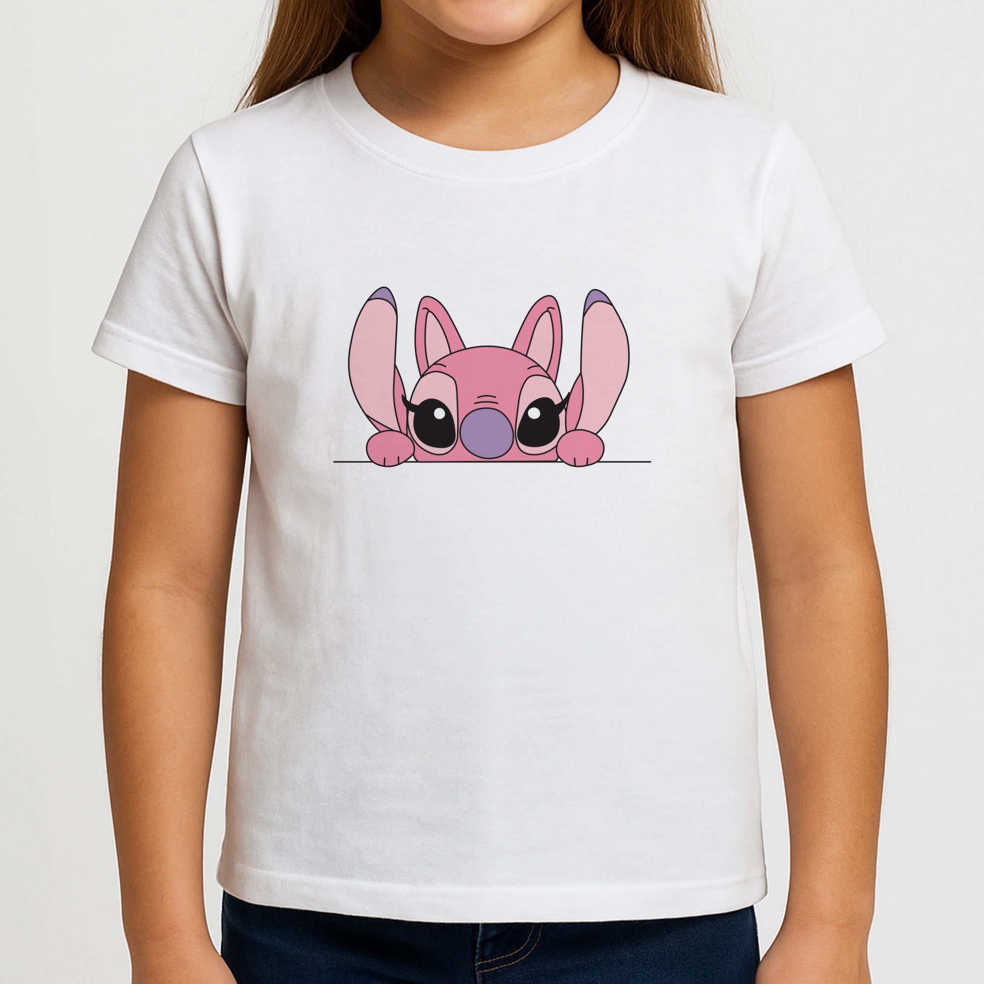 Angel Leaning - Pink Alien Girls T-Shirt
