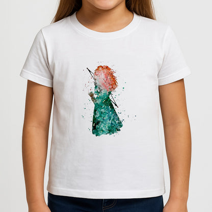 Watercolour Princess Merida Brave Fairytale Girls T-Shirt