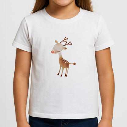 Watercolour Rudolph The Reindeer Girls T-Shirt