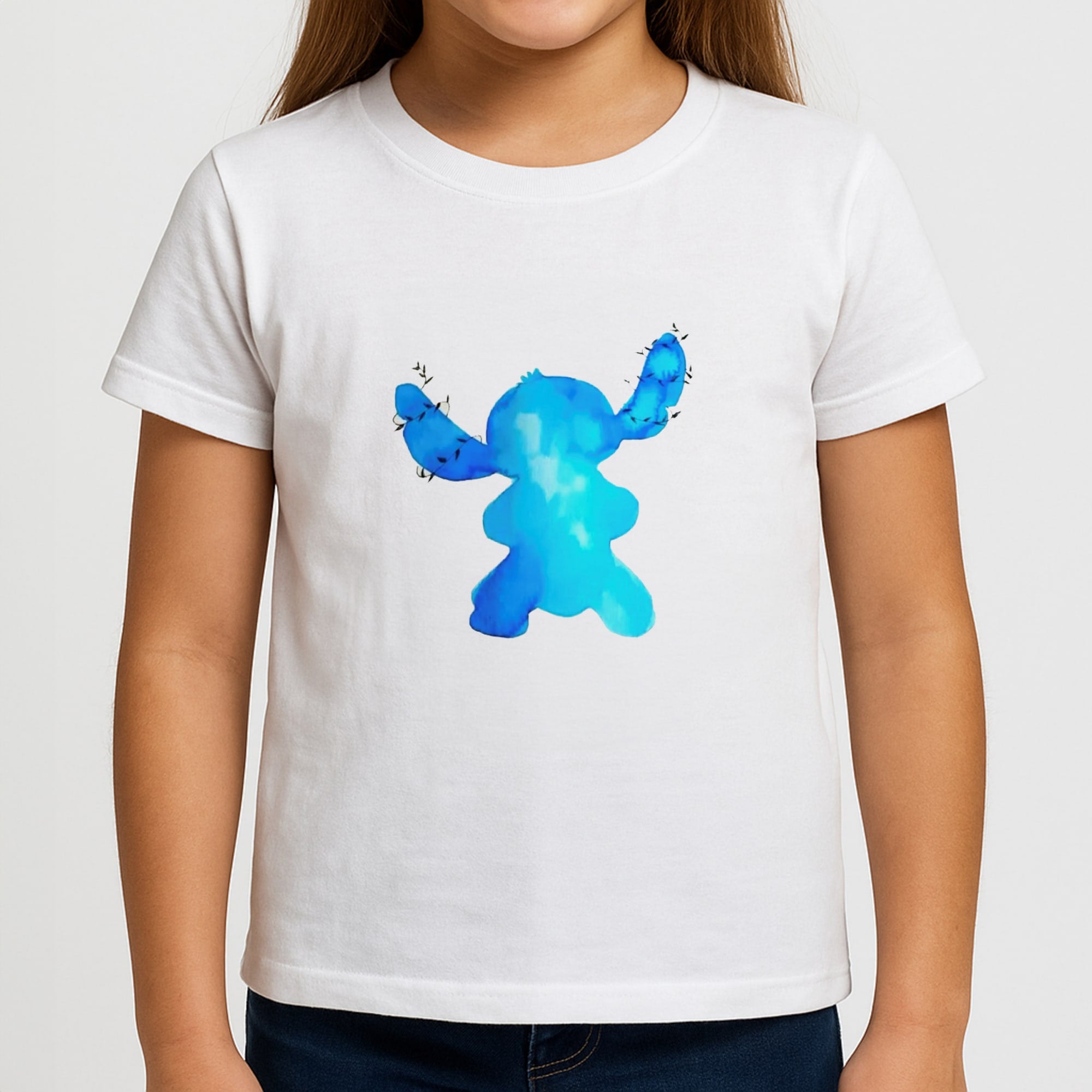 Watercolour Blue Alien Disney Girls T-Shirt