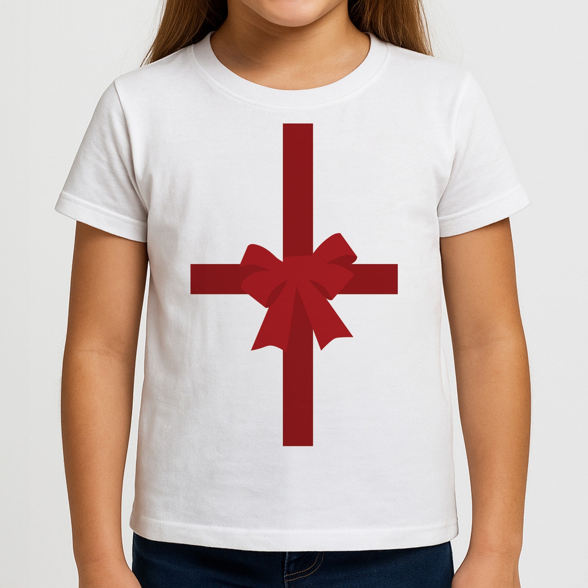 Xmas Bow - Christmas Patterns Girls T-Shirt
