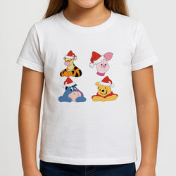 Bear, Tiger, Donkey and Pig Pattern Christmas Girls T-Shirt