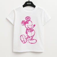 Sketched Mouse Outline Pink Kids T-Shirt