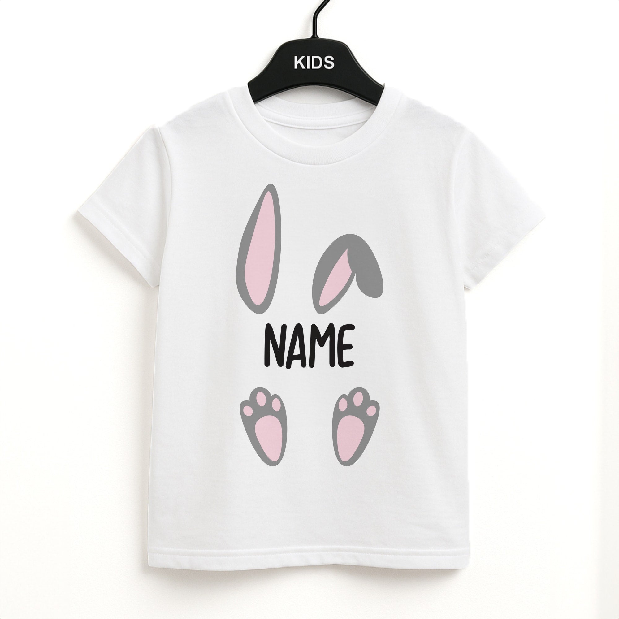 Grey Bunny Personalised Kids T-Shirt