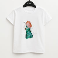 Watercolour Princess Merida Brave Fairytale Kids T-Shirt