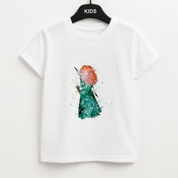Watercolour Princess Merida Brave Fairytale Unisex Kids T-Shirt