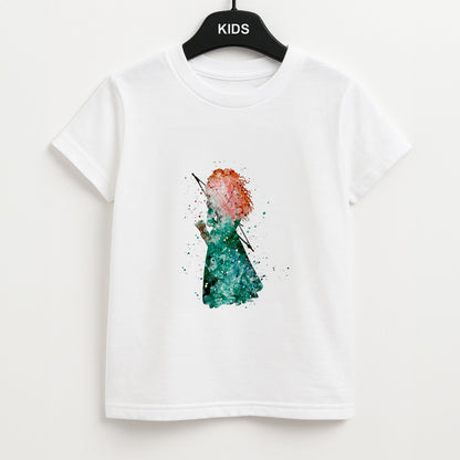 Watercolour Princess Merida Brave Fairytale Unisex Kids T-Shirt