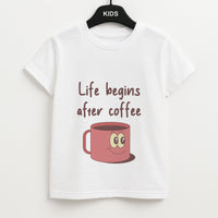 Life Begins After Coffee - Aesthetic Quote Kids T-Shirt