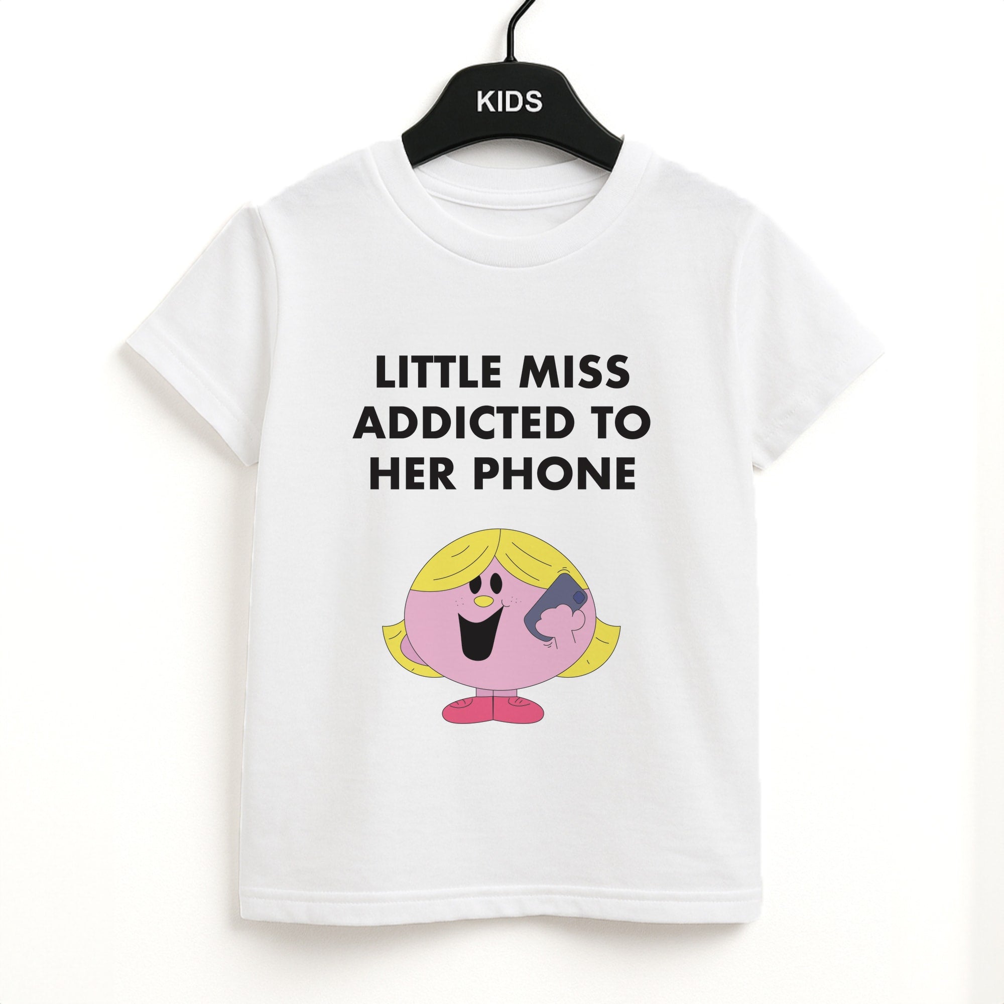 Little Miss Addicted To Her Phone - Aesthetic Quote Unisex Kids T-Shirt