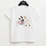 David Riding A Bike Unisex Kids T-Shirt