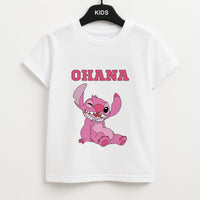 Pink Alien Ohana Kids T-Shirt