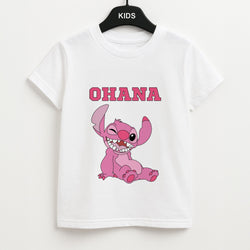 Pink Alien Ohana Unisex Kids T-Shirt