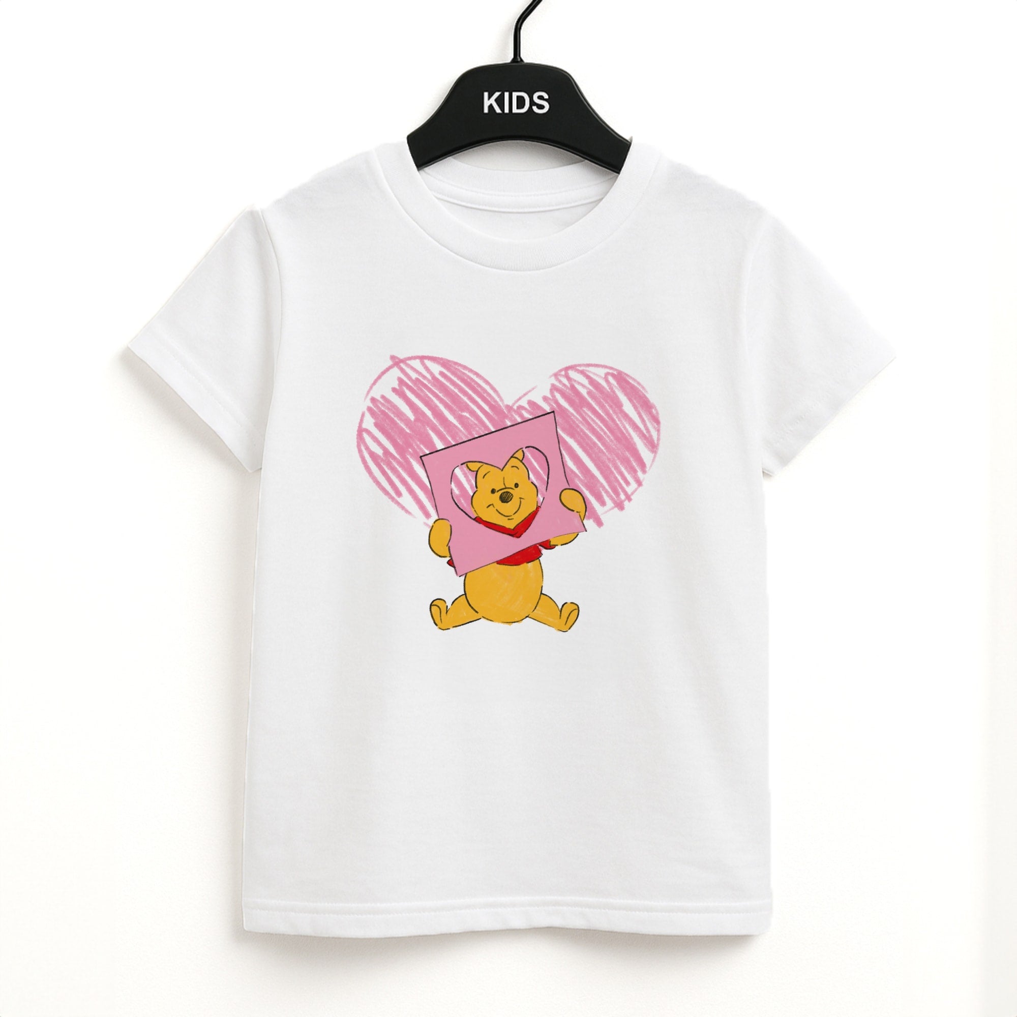 Pooh Heart Drawing Valentine's Kids T-Shirt