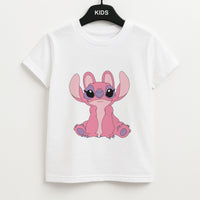 Sitting Down - Pink Alien Kids T-Shirt