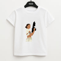 Leia With Gun Kids T-Shirt