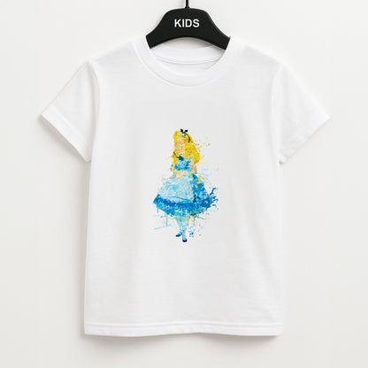 Watercolour Alice in Wonderland Fairytale Unisex Kids T-Shirt
