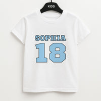 Light Blue - Personalised Football Kids T-Shirt