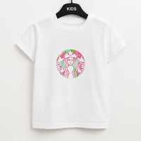 Pink Coffee Logo Kids T-Shirt