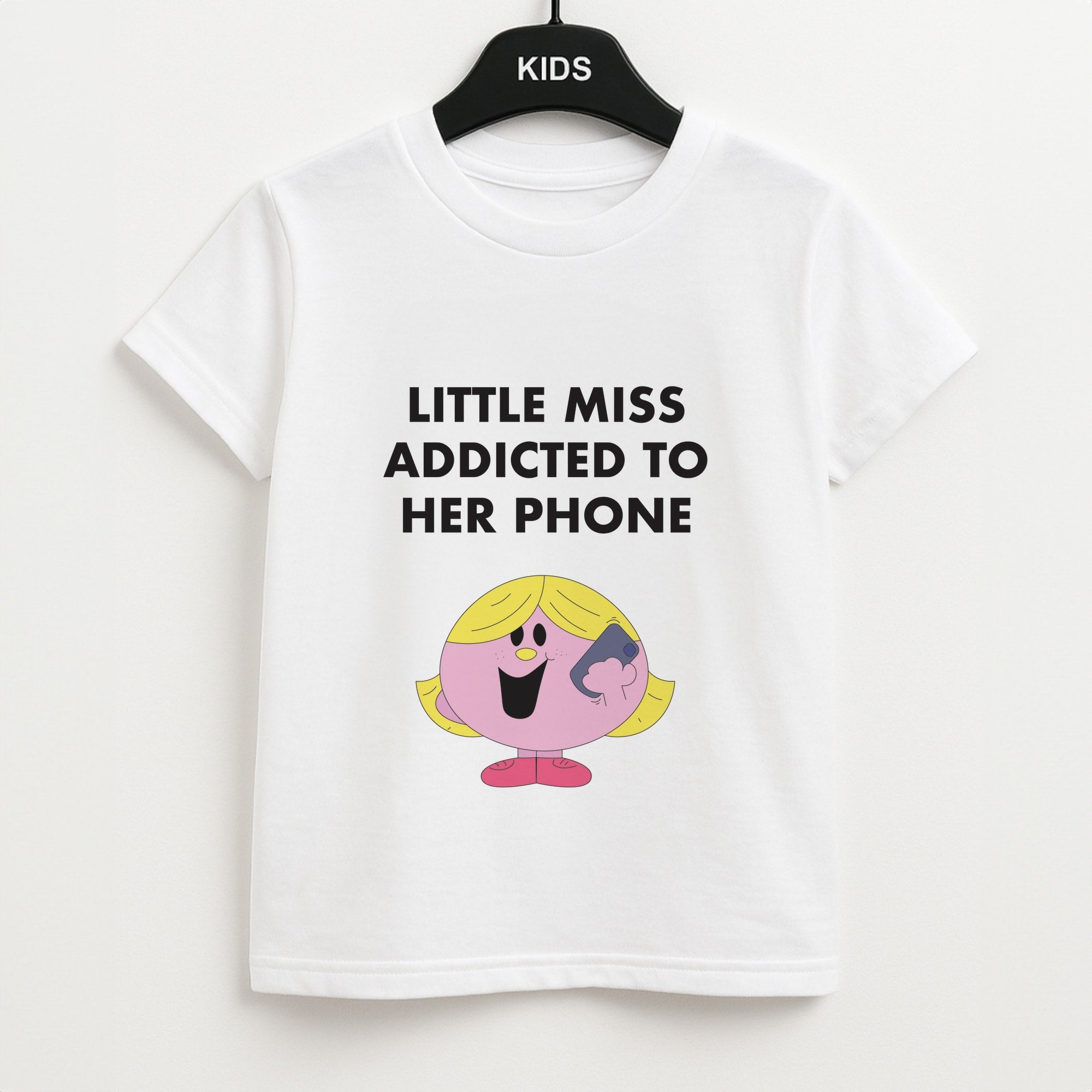 Little Miss Addicted To Her Phone - Aesthetic Quote Kids T-Shirt