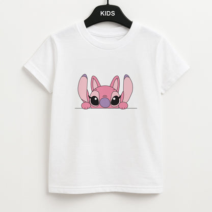 Angel Leaning - Pink Alien Unisex Kids T-Shirt