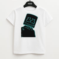 Black White Helmet DJ Neon Kids T-Shirt