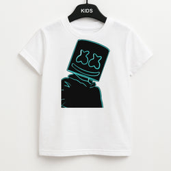Black White Helmet DJ Neon Kids T-Shirt
