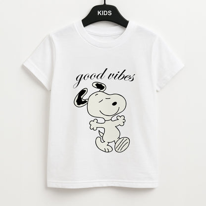 Good Vibes Cartoon Beagle Unisex Kids T-Shirt