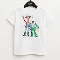Watercolour Woody & Buzz A Story of Toys Fairytale Kids T-Shirt
