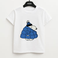 Cartoon Beagle Puffer Jacket Blue Kids T-Shirt
