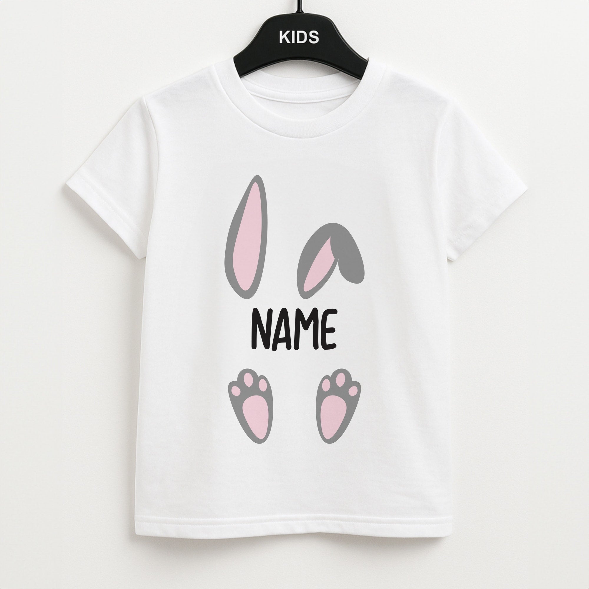 Grey Bunny Personalised Unisex Kids T-Shirt
